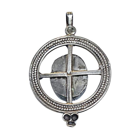 Sterling Banded Agate Carnelian Pendant, Regional Artisan Silver - Picture 3 of 3